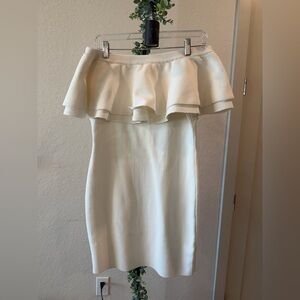 Elegant White/Cream Ruffle Mini Dress